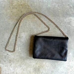 Charlotte Russe Black Faux Leather Shoulder Bag Polka Dot Gold Chain